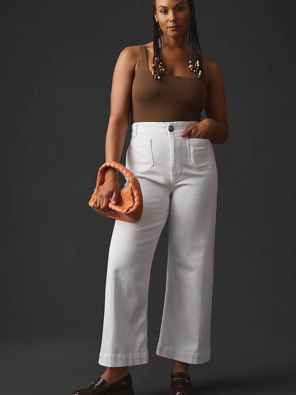 Colette Cropped Wide-Leg White Denim Jeans - White - Picture 6 of 12